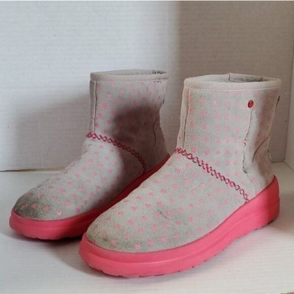 I Heart Ugg Boots Mini Boot Leather Gray Hot Pink Mini Women's WOMAN'S 7 - Picture 13 of 16